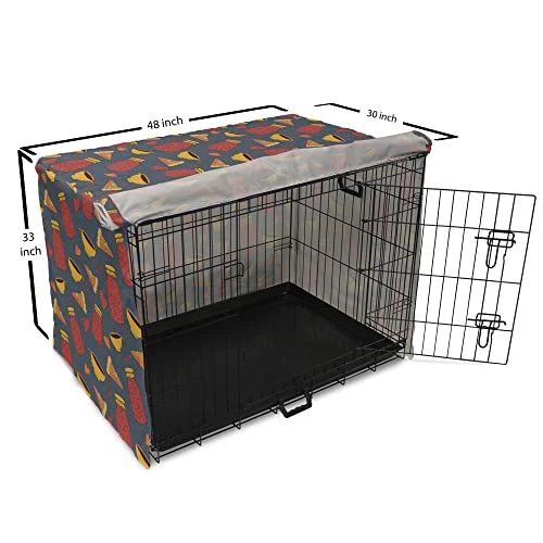 Lunarable Food Art Dog Crate Cover, Autumn Cozy Cartoon Sketchy Pattern Of Pie Bottle Jar And Hearts, Easy To Use Pet Kennel Cover For Small Dogs Puppies Kittens, 48 Inch, Slate Blue And Dark Pink 7 Lunarable Food Art Dog Crate Cover, Autumn Cozy Cartoon Sketchy Pattern Of Pie Bottle Jar And Hearts, Easy To Use Pet Kennel Cover For Small Dogs Puppies Kittens, 48 Inch, Slate Blue And Dark Pink - Image 5