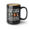 Flairy Land Cat Lady Coffee Mug 15oz Black - Passionate About Cats -Cat Paw Cat Parents Cat Mama Cat Lover Kitties Purr Feline Mom -Zoo Shop 51LyBB5bb5L