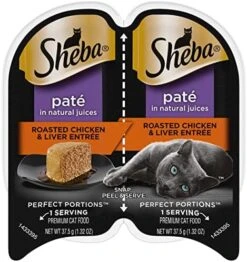 SHEBA PERFECT PORTIONS Paté Adult Wet Cat Food Trays (24 Count, 48 Servings), Delicate Salmon Entrée, Easy Peel Twin-Pack Trays -Zoo Shop 51M0angEsTL. AC