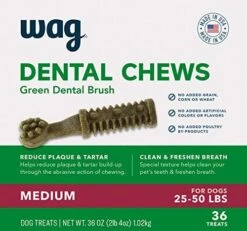 Amazon Brand - Wag Dog Dental Chews - Green Brush - Large Dogs (50 - 100 Lb), 36Oz, 24 Count 18 Amazon Brand - Wag Dog Dental Chews - Green Brush - Large Dogs (50 - 100 Lb), 36Oz, 24 Count -Zoo Shop 51M3ZpYZyfL. AC