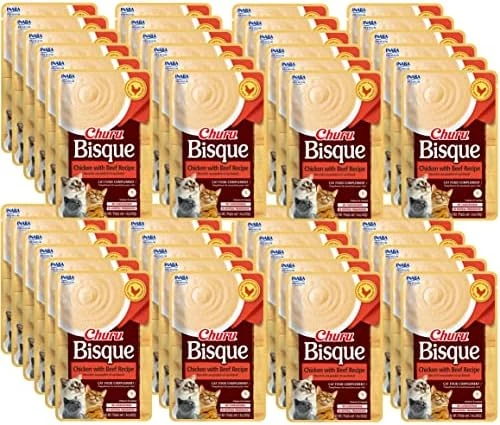 INABA Churu Bisque Lickable Treats For Cats, Creamy Purée Bisque With Vitamin E & Green Tea Extract, 1.4 Ounces Per Pouch, (48 Servings), Chicken With Beef Recipe 7 INABA Churu Bisque Lickable Treats For Cats, Creamy Purée Bisque With Vitamin E & Green Tea Extract, 1.4 Ounces Per Pouch, (48 Servings), Chicken With Beef Recipe - Image 5