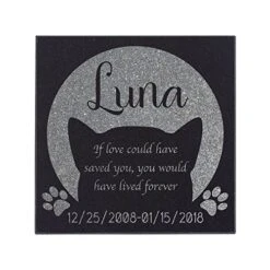 Personalized Pet Memorial Stone - Granite Dog Grave Marker | 6x6 |Sympathy Poem, Loss Of Dog Gift, Indoor - Outdoor Tombstone Headstone - Cat Grave Marker W/Pet Name #S10