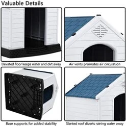 Giantex Dog House For Small Dogs, Waterproof Plastic Dog Houses With Air Vents And Elevated Floor, Easy To Assemble, Outdoor Cat Feeding Station Indoor Patio Backyard Dog Kennel House -Zoo Shop 51MQExfLlsS