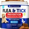 Flea And Tick Prevention For Dogs Chewables - Made In USA - Natural Flea And Tick Supplement For Dogs - Oral Flea Pills For Dogs - Pest Defense - All Breeds And Ages