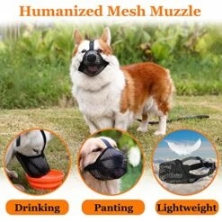 Dog Muzzle, Soft Mesh Muzzle For Small Medium Large Dogs Labrador German Shepherd, Breathable Adjustable Muzzles For Biting, Chewing, Scavenging And Poisoned Bait, Allows Panting And Drinking -Zoo Shop 51MXQ5nvUnL