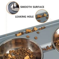 MOCATE Raised Cat And Dog Bowl, Elevated And Tilted Pet Feeding Bowl Set With 2 Stainless Steel Food And Water Bowls(2 * 12oz), Adjustable Non-Slip Plastic Stand -Zoo Shop 51Md73n3AbL