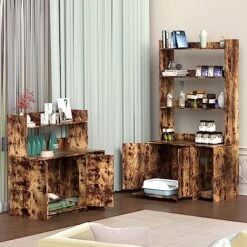 WJFORLION Litter Box Enclosure With Shelf And Doors, Litter Box Enclosures Furniture, Large Wood Cat Litter Box Furniture Hidden For Living Room, Bedroom, Rustic Brown -Zoo Shop 51Mex1j7ALL