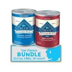 Blue Buffalo Homestyle Recipe Natural Adult Wet Dog Food, Chicken & Beef 12.5-oz Cans (24 Count- 12 Of Each Flavor)