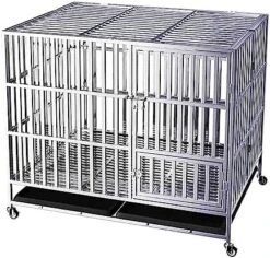 Collapsible Dog Cage, Four Wheel Stainless Steel Dog Kennel, Suitable For All Kinds Of Pet Dogs And Cats, Large Dog And Dog Cage (Size : 125 * 95 * 110) -Zoo Shop 51NL9WKw jL. AC