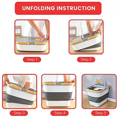 SONKONIA Dog Food Storage Container, 35lbs Collapsible Food Container With Scoop, Food Storage Bin With Airtight Lid For Dog Cat Food, Grey 6 SONKONIA Dog Food Storage Container, 35lbs Collapsible Food Container With Scoop, Food Storage Bin With Airtight Lid For Dog Cat Food, Grey - Image 4