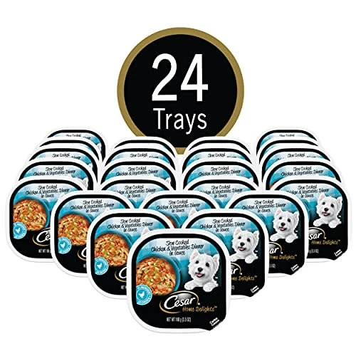 CESAR HOME DELIGHTS Wet Dog Food Slow Cooked Chicken & Vegetables Dinner In Sauce, (24) 3.5 Oz. Easy Peel Trays 4 CESAR HOME DELIGHTS Wet Dog Food Slow Cooked Chicken & Vegetables Dinner In Sauce, (24) 3.5 Oz. Easy Peel Trays - Image 2