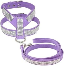 DOILNXH Suede Rhinestone Dog Harness And Leash Set Soft Diamante Pet Harness And Lead Step In For Small Medium Dogs Chihuahua Yorkshire Rose L -Zoo Shop 51ODxKGf L. AC 2