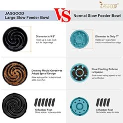 JASGOOD Slow Feeder Dogs Bowl For Large Dogs,Anti-Gulping Pet Slower Food Feeding Bowls Stop Bloat,Preventing Choking Healthy Design Dogs Bowl -Zoo Shop 51OPFqgLDhS