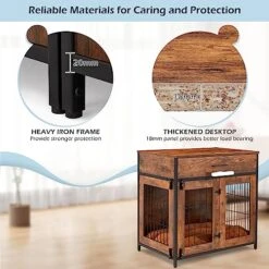 SWHSE Large Dog Crate Furniture, Heavy Duty Dog Kennel Furniture With 2-in-1 Induction Lamp And Removable Washable Pet Mat For Large And Medium Dogs Indoor(Left) 13 SWHSE Large Dog Crate Furniture, Heavy Duty Dog Kennel Furniture With 2-in-1 Induction Lamp And Removable Washable Pet Mat For Large And Medium Dogs Indoor(Left) -Zoo Shop 51OcnRj1bBL