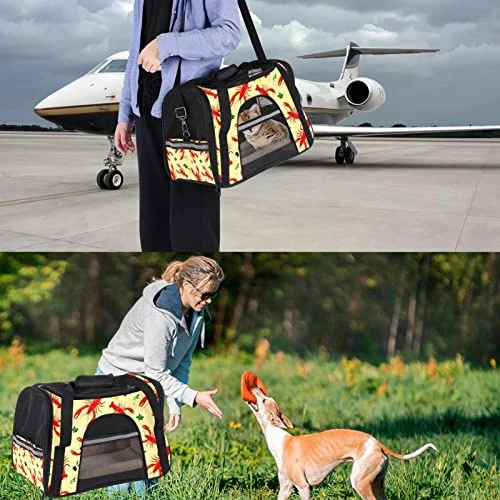 Pet Carrier Lobster Lemon Sea Food Pattern Soft-Sided Pet Travel Carriers For Cats,Dogs Puppy Comfort Portable Foldable Pet Bag Airline Approved 8 Pet Carrier Lobster Lemon Sea Food Pattern Soft-Sided Pet Travel Carriers For Cats,Dogs Puppy Comfort Portable Foldable Pet Bag Airline Approved - Image 6