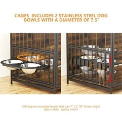 ROOMTEC Dog Crate Furniture-Style Cages For Large Dogs Indoor Heavy Duty Super Sturdy Dog Kennels With 2 Stainless Steel Bowls (48Inch = Int.dims: 46" W X 29" D X 35.5" H) -Zoo Shop 51PC3enfwGL