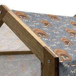 Lunarable Dog Bone Wooden Pet House, Puppy Sleeping In Doghouse Pattern With Paw Printsnd Food Bowl Illustration, Outdoor & Indoor Portable Dog Kennel With Pillow And Cover, Large, Multicolor -Zoo Shop 51PHEwMR1dL