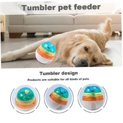 Pet Food Ball Toy Treat Tower Dog Cat Slow Feeder Dog Bowl Treat Dispenser Dog Toy Interactive Toys Pet Supplies For Dogs Cats (Colorful) -Zoo Shop 51PJH1mTZEL