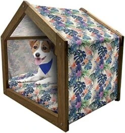 Ambesonne Sushi Wooden Pet House, Seafood Themed Traditional Sushi Rolls Consisting Of Rice Raw Fish Veggies In Seaweed, Indoor & Outdoor Portable Dog Kennel With Pillow And Cover, Small, Multicolor -Zoo Shop 51PMzWpsL. AC