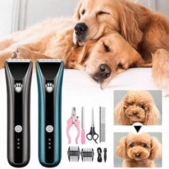 Pet Clippers Low Noise Rechargeable Cordless Electric Quiet Body Wash Grade 7 Waterproof Hair Clippers Set Pet Supplies For Cats Home (Blue, One Size) -Zoo Shop 51PWVRA3HVL