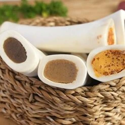 Pawstruck Filled Dog Bones Pet Food (Flavors: Beef, Cheese And Bacon, Peanut Butter,etc) Made In USA Stuffed Bulk 3 To 6" Femur Dog Dental Treat & Chew, (Variety Pack, Large (5-6")), 2.46 Pounds