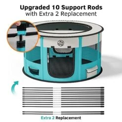 Playpen For Dogs, Large Foldable Pet Play Pens Indoor Outdoor Exercise Pen With Carrying Case Food Bowl For Cat Puppy Rabbit (Cyan, S) -Zoo Shop 51Q8ZVKPeUL