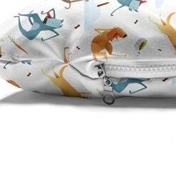 Ambesonne Dog Pet Bed, Funny Dogs Flying With Food Bowl And Bones Pets Companion Illustration, Chew Resistant Pad For Dogs And Cats Cushion With Removable Cover, 24" X 39", Slate Blue Ginger -Zoo Shop 51QX2n9MHLL