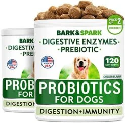 Dog Probiotics Chews - Gas, Diarrhea, Allergy, Constipation, Upset Stomach Relief, With Digestive Enzymes + Prebiotics - Chewable Fiber Supplement - Improve Digestion, Immunity - Made In USA - 120 Ct -Zoo Shop 51QaA5y616L. AC