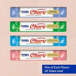 INABA Churu Cat Treats, Grain-Free, Lickable, Squeezable Creamy Purée Cat Treat/Topper With Vitamin E & Taurine, 0.5 Ounces Each Tube, 20 Tubes, Tuna Variety -Zoo Shop 51QbaCJt3CL