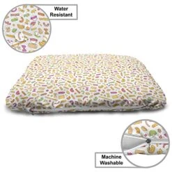 Ambesonne Food Pet Bed, Italian Spaghetti Lovers European Cuisine Culture Rigatoni Ravioli Penne Noodles, Chew Resistant Pad For Dogs And Cats Cushion With Removable Cover, 24" X 39", Multicolor -Zoo Shop 51QcT2kVksL