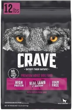 CRAVE Grain Free High Protein Adult Dry Dog Food With Lamb, 12 Lb. Bag -Zoo Shop 51QeIPtHRL. AC