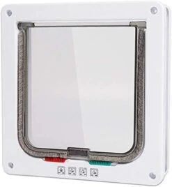GENERIC Door M Size Cat Flap Door With 4 Way Lock Security Flap Door For Dog Cat Kitten Small Gate Door Kit Cat Door 2Pcs White -Zoo Shop 51QtOm5gnrL. AC