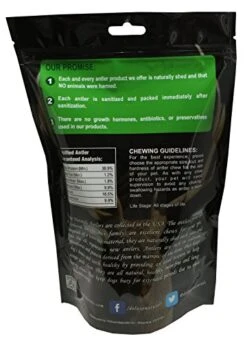 Deluxe Naturals Elk Antler Chews For Dogs | Naturally Shed USA Collected Elk Antlers | All Natural A-Grade Premium Elk Antler Dog Chews | Product Of USA, 1-LB Pack Large Cuts -Zoo Shop 51QxZxEchzL