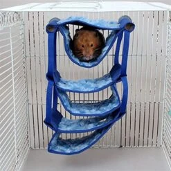 TOONZZ Pet Nest Multi-Layer Small Animals Toy Bed Resting Hamster Hammock Playing Rat Bedding Nest Platform (Color : Blue) -Zoo Shop 51R3LiF3WpL