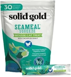 Solid Gold Lickable Cat Treats - Chicken SeaMeal Squeeze Squeezable Cat Treats For Indoor Cats 30 Pack - Made With Fiber-Rich Seaweed For Digestive Health For Immune Support - 3 Oz / 30 Count -Zoo Shop 51RHoZP1xuL. AC