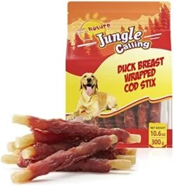 Jungle Calling Rawhide Free Healthy Treats For Dogs, Chicken Wrapped Cod Sticks Dog Treats, Soft Chewy Treats For Training Rewards, 11 Oz (Chicken) -Zoo Shop 51RL0WHuIaL. AC