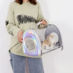 Cat Carrier Pet Travel Bag, Transparent Laser Cat Bag, Portable Dog Backpack, Pet Supplies Pet Carrier -Zoo Shop 51RXJBw0A5L