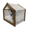 Ambesonne Pineapple Wooden Pet House, Tropical Fruit Pattern Detailed Composition Of Hawaiian Food Summer Season, Indoor & Outdoor Portable Dog Kennel With Pillow And Cover, Small, Apricot Sea Green -Zoo Shop 51Rfj07kY7L