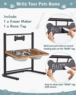 Realyoo Dog Elevated Bowls With Slow Feeder, 11 Heights 15° Tilted Stainless Steel Raised Dog Bowls Stand, Metal Food And Water Bowl For Large Medium Small Dogs And Cats -Zoo Shop 51RhB11lKSL