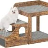 Cyclysio Pet Window Perch With Stairs, Super Large Pet Bunk Bed For Cats, Multi-Level Pet Seat Platform With Mats, Pet Bed Couch With Drawers For Bedside, Home, Indoor Use, Large Size, Rustic -Zoo Shop 51Rng33xG3L