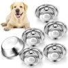 Mimorou 6 Pcs Stainless Steel Dog Bowls 9.4 Inches Replacement Basic Dog Bowls Thickened Metal Dog Bowls Metal Food Water Bowls For Medium Large Sized Dogs, Dishwasher Safe, Silver