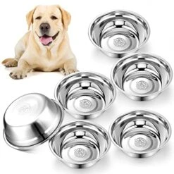 Mimorou 6 Pcs Stainless Steel Dog Bowls 9.4 Inches Replacement Basic Dog Bowls Thickened Metal Dog Bowls Metal Food Water Bowls For Medium Large Sized Dogs, Dishwasher Safe, Silver