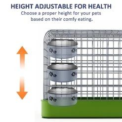 Hanging Pet Bowls,2PCS Pet Grate Bowl With Clamp Holder,Stainless Steel Dog Water Bowl Food Feeder,Removable Pet Dish Bowl For Cat,Dog Small/Medium/Large Animal (7.1"x2.8"+5.5"x2.2", Gray) -Zoo Shop 51RsH0sXPcL