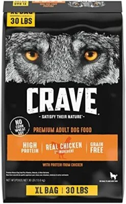 CRAVE Grain Free High Protein Adult Dry Dog Food, Chicken, 22 Lb. Bag, Brown -Zoo Shop 51RtB5rhqiL. AC