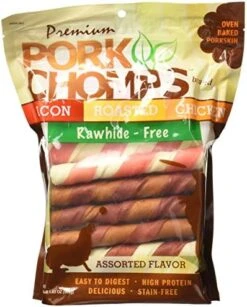 Pork Chomps Roasted Pork Skin Dog Chews, 8-inch Rolls, 5 Count -Zoo Shop 51S5HVx81hL. AC