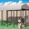 VEIKOU Dog Kennel Outdoor, 8' X 6' X 4' Dog Kennel Large, Dog Kennel W/Rotate Feeding Doors, Upgraded Canopy Dog Kennel For Yard W/Powder Coated Steel Frame -Zoo Shop 51SHLEqELhL