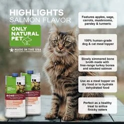 Only Natural Bone Broth For Dogs & Cats - Hydrating Food Topper & Gravy - Add Flavor & Nutrition To Dehydrated Food - Ideal Treat For Picky Eaters - Liquid Pouch Seasoning Salmon 2-Pack 8.45 Oz Each -Zoo Shop 51SI8ZTaW4L