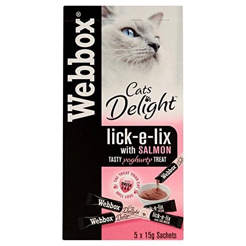 Webbox Lick-e-Lix Yoghurty Treat With Salmon 5 X 15g Sachets (Pack Of 6) 3 Webbox Lick-e-Lix Yoghurty Treat With Salmon 5 X 15g Sachets (Pack Of 6)