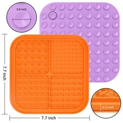 PatiencET Licking Mat For Dogs Cats 4 Pack, Dog Peanut Butter Lick Pad With Strong Suction Cups For Calming, Reduce Anxiety Boredom(Blue & Green & Orange & Purple) -Zoo Shop 51SRqq6b6sL