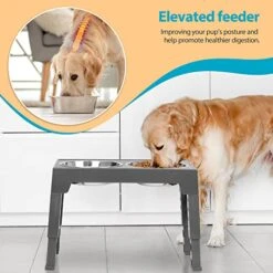 Niubya Elevated Dog Bowls With 2 Stainless Steel Dog Food Bowls, Raised Dog Bowl Adjusts To 5 Heights (3.15", 8.66", 9.84",11.02", 12.2") For Small Medium And Large Dogs 12 Niubya Elevated Dog Bowls With 2 Stainless Steel Dog Food Bowls, Raised Dog Bowl Adjusts To 5 Heights (3.15", 8.66", 9.84",11.02", 12.2") For Small Medium And Large Dogs -Zoo Shop 51SjYGMJDEL